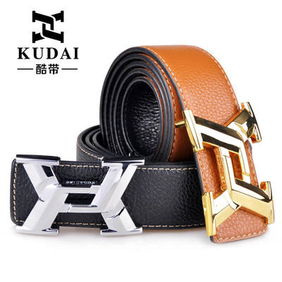 KUDAI酷带皮带 男士真皮平滑扣与牛皮腰带的时尚魅力